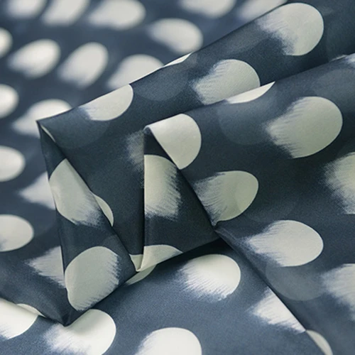 Большой размер серый узор в горошек дизайн чистый шелк органза Ткань 13 momme SOZ125 |