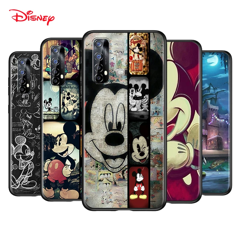 

Silicone Black Cover Disney Mickey Mouse For Realme 2 3 3i 5 5S 5i 6 6i 6S 7 Global X7 Pro 5G Phone Case Shell