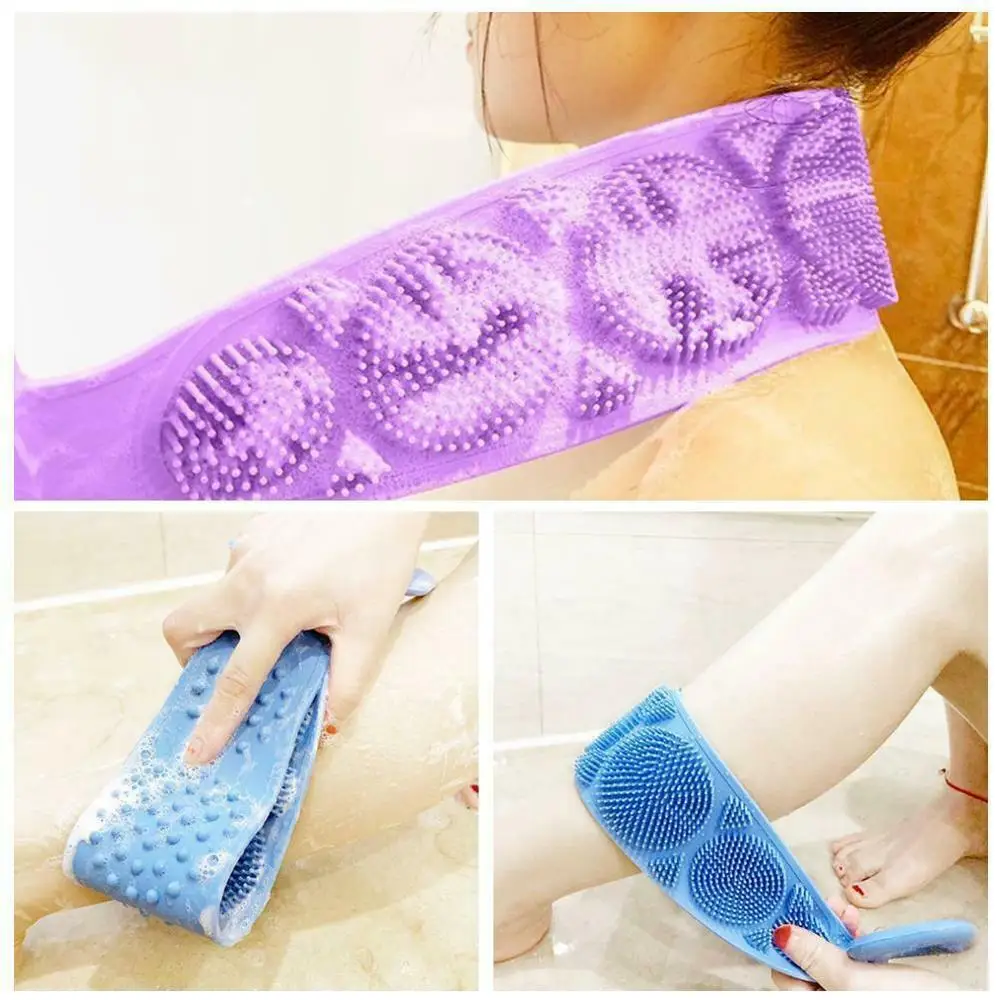 

1Pcs New Silicone Brushes Bath Towels Rubbing Back Mud Peeling Body Massage Shower Extended Scrubber Skin Clean Shower Brushes