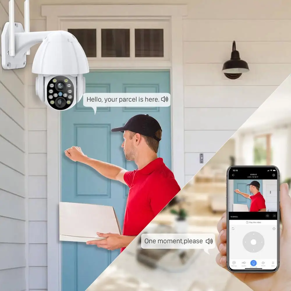 HD 1080P с двумя объективами PTZ Wifi камера наружного автоматического слежения облако