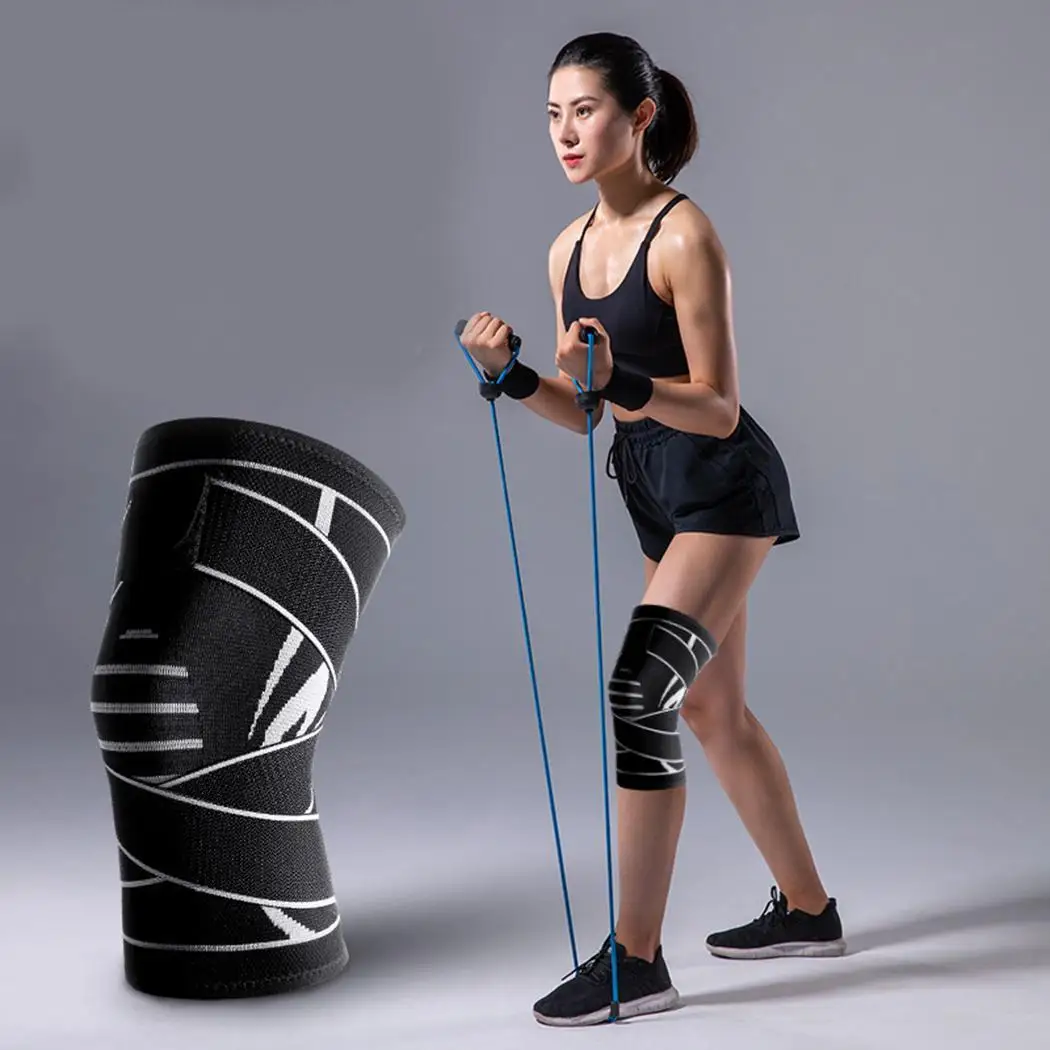 Эластичные Наколенники поддержки Скоба наколенники восстановление черный серый