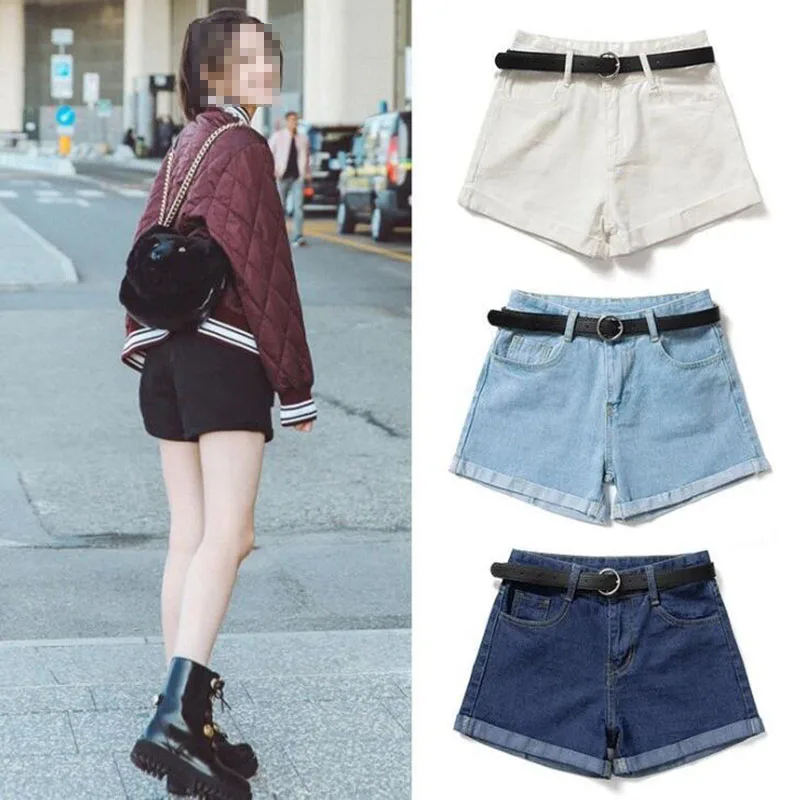

High Waist New Crimping Denim Shorts For Women 2020 Korean Style Shorts Jeans Casual Summer Hot Short Pants 4 Colors S-2XL
