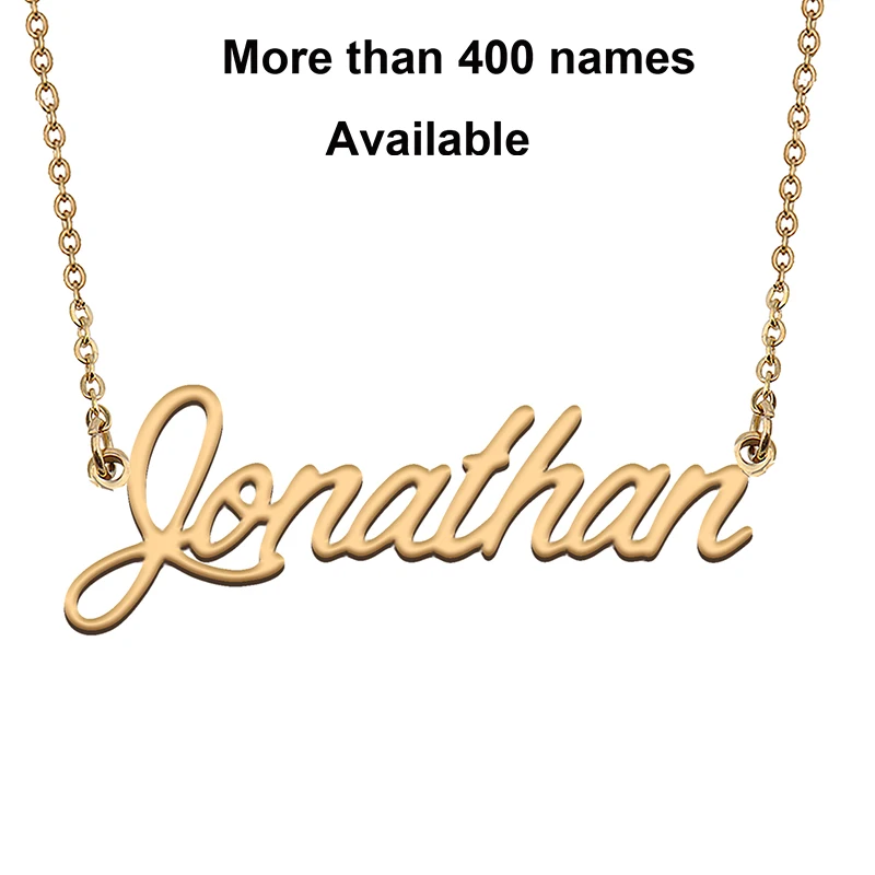 

Cursive Initial Letters Name Necklace for Jonathan Birthday Party Christmas New Year Graduation Wedding Valentine Day Gift