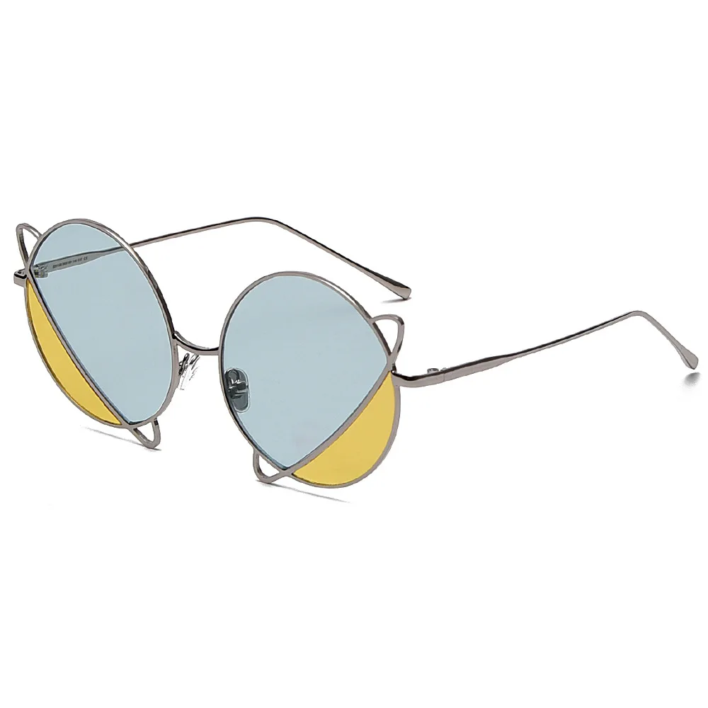 

2021 Tint Ocean Lens Contrast Color Sunglasses Round Metal Frame Eyewear UV400 Anti-Glare Sun Glasses Travel Beach Goggles