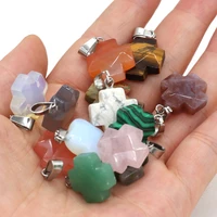 natural stone pendant faceted cross shape exquisite stone charms for jewelry making diy bracelet necklace earring accessories