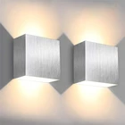 Светодиодный алюминиевый настенный светильник 6 Вт, квадратная светодиодсветодиодный настенная лампа с направляющими, прикроватная, для спальни, Настенный декор, искусство, матовое серебро