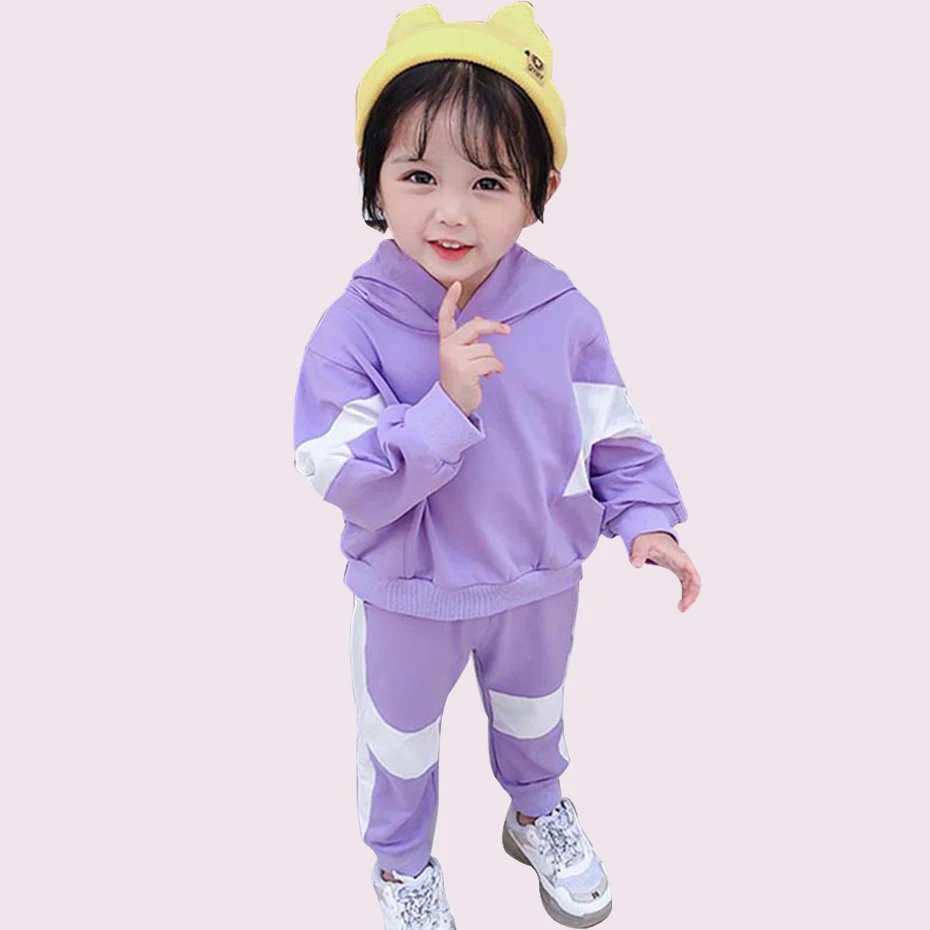 Одежда для малышей Лоскутные толстовки с капюшоном + штаны 2 предмета одежда