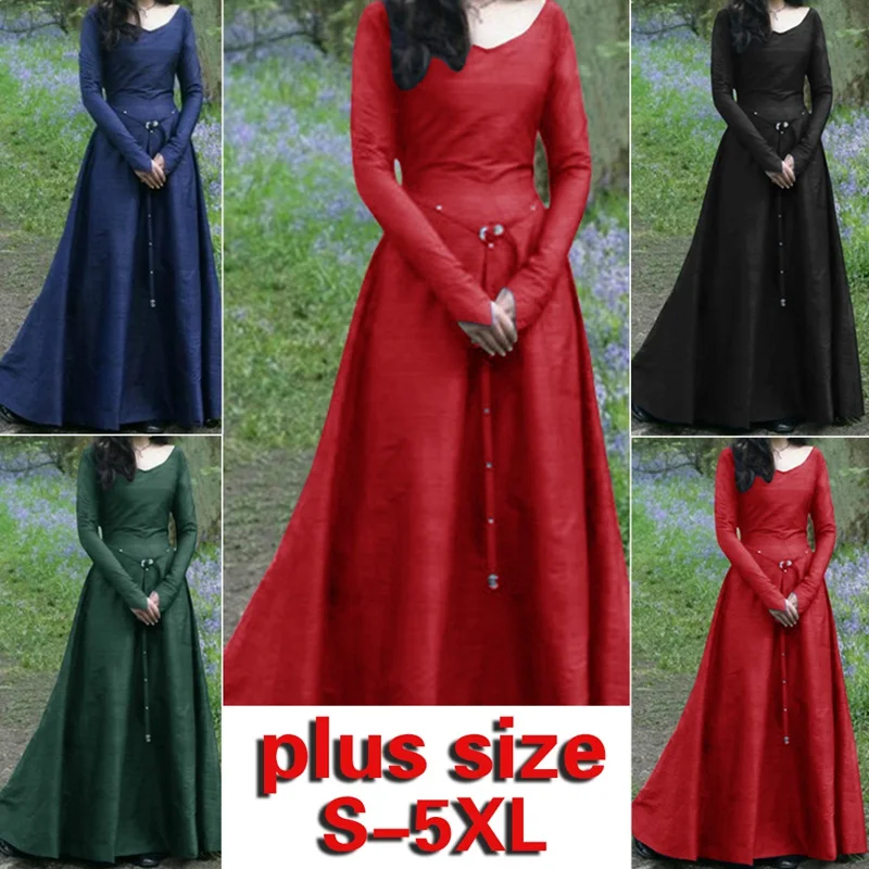 

2019 Women Witch Dress Halloween Cosplay Costumes Scary Vampire Witch Dress for Women Medieval Maxi Dress Plus Size