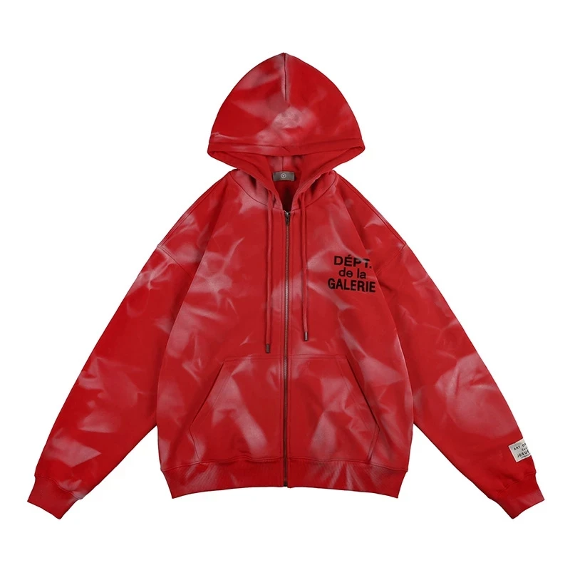 

Punk hip-hop retro color smoke and velvet Harajuku high street spray thick warm casual loose cardigan hoodie crew neck sweater