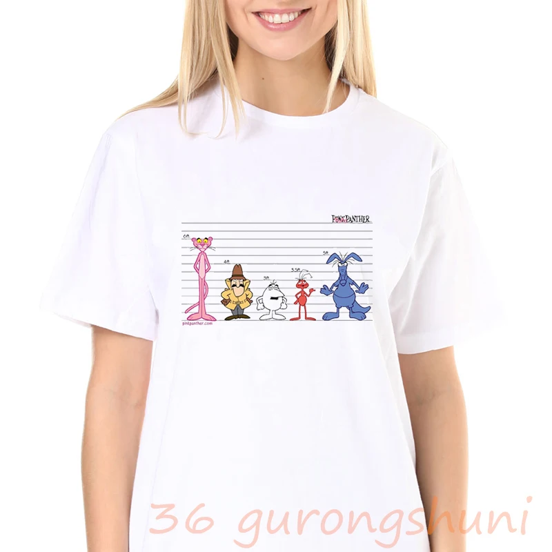 

summer tops letter woman funny pink panther t-shirt kpop harajuku tshirt kawaii cute cartoon vintage t shirt women 2020 tumblr