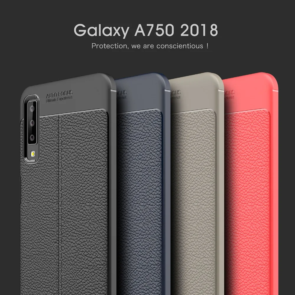 Чехол для Samsung A7 2018 A750 матовый Гибридный чехол из мягкой кожи с текстурой ТПУ Galaxy