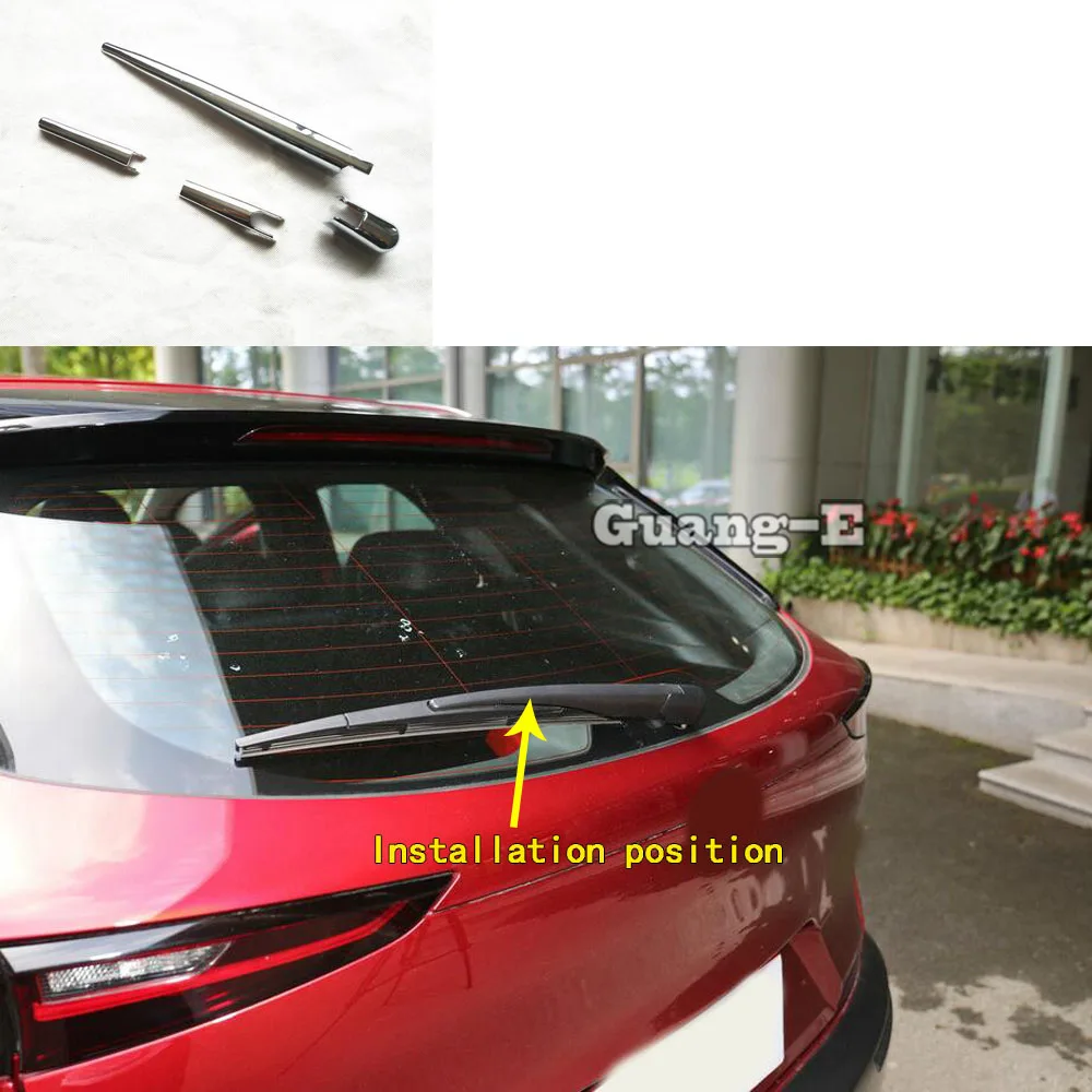 

For Mazda CX-30 CX30 2020 2021 Car Molding Windscreen Trim ABS Chrome Rear Glass Wiper Nozzle Tail Window Frame 4pcs