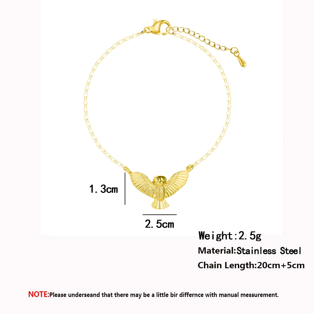 Kinitial Нержавеющая сталь браслеты Сова для Для женщин простой манжеты