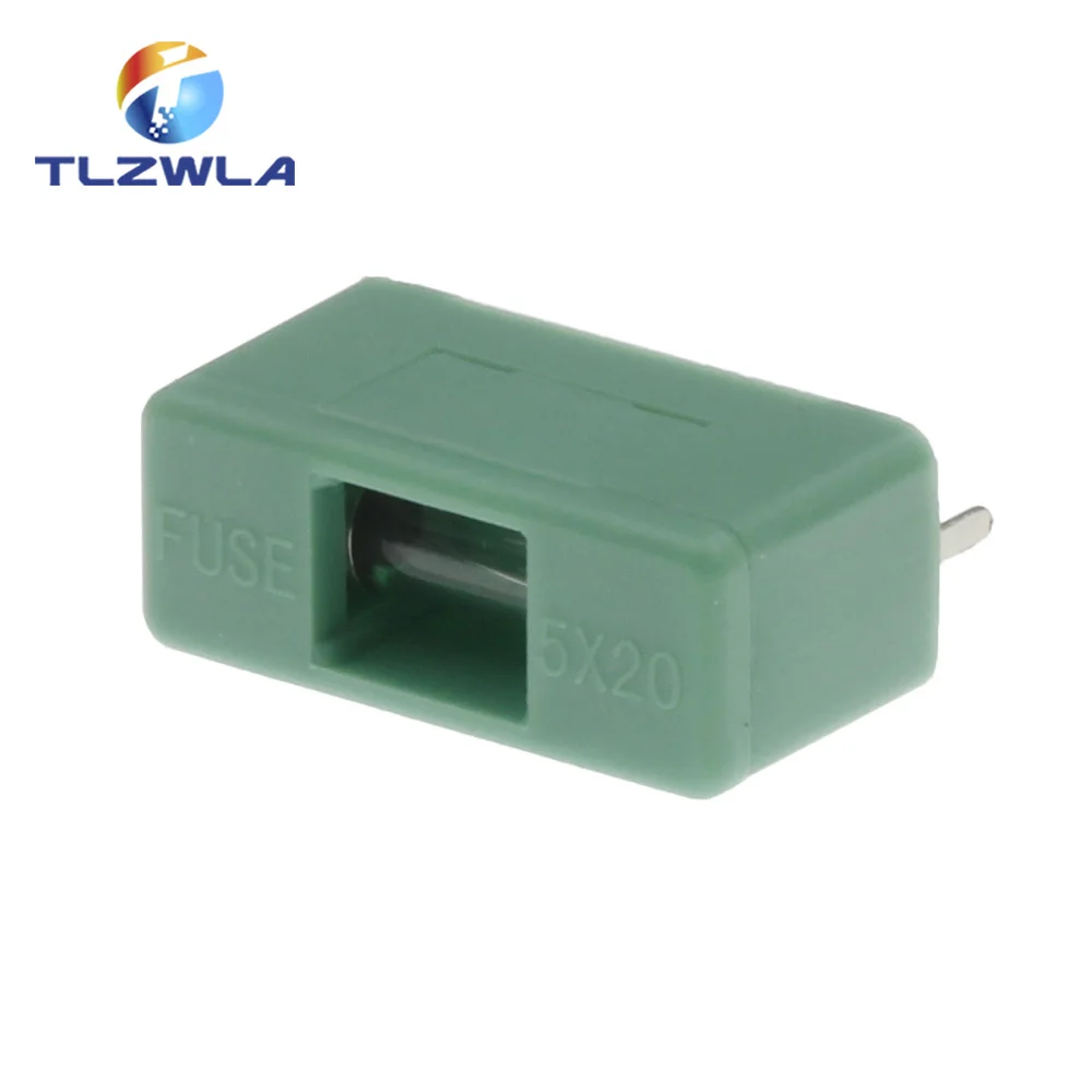 

100PCS BF-012 Mini Plastic Mounted 5*20mm Bayonet Type Fuse Holder With Cover Green Color PCB Terminal Foot distance 15mm 22mm