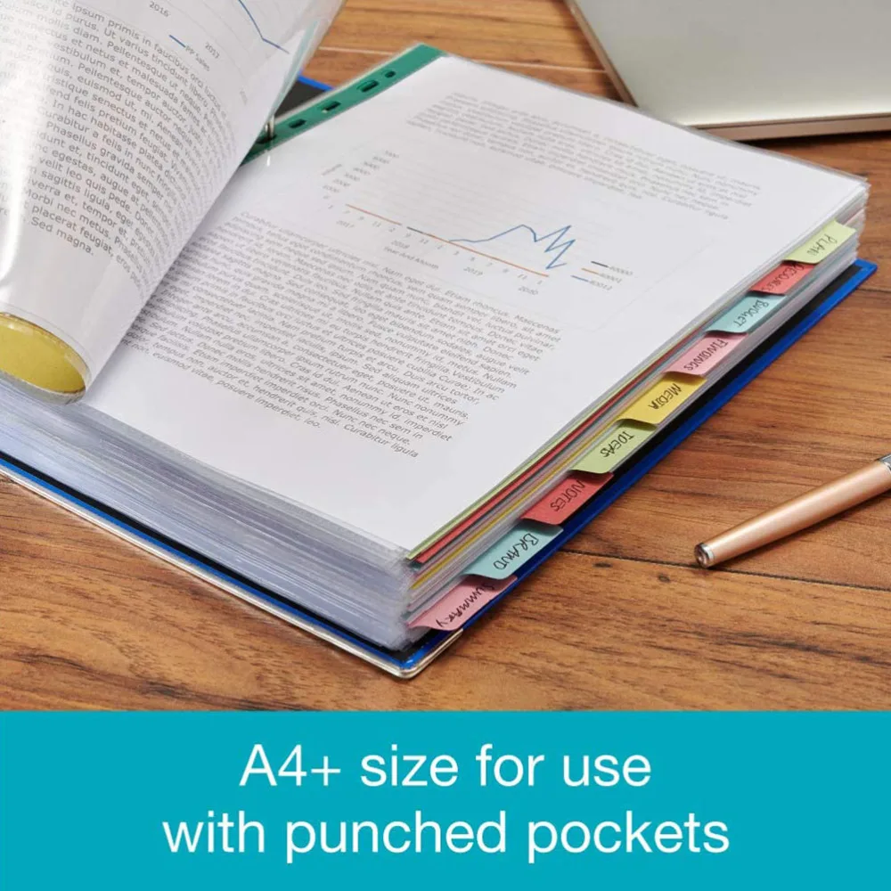 

12Pcs Horizontal Tabs Paper Divider Page Tab Cards 11-Holes Ring Binders