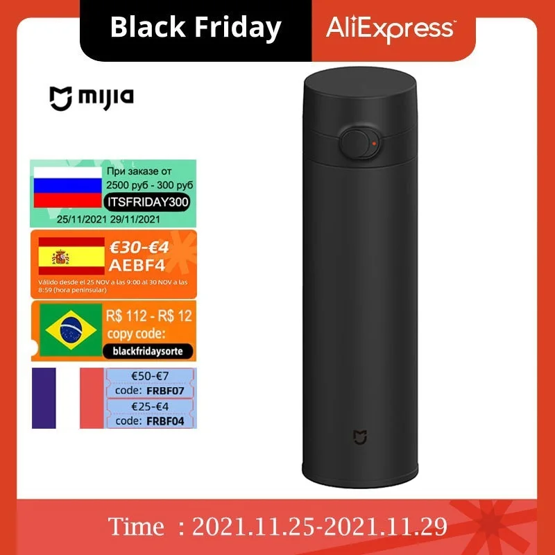 

Xiaomi Mijia Thermos Cup Stainless Steel Vacuum 480ml Capacity Travel Portable Water Cup Insulation Lock Cold Elastic Switch