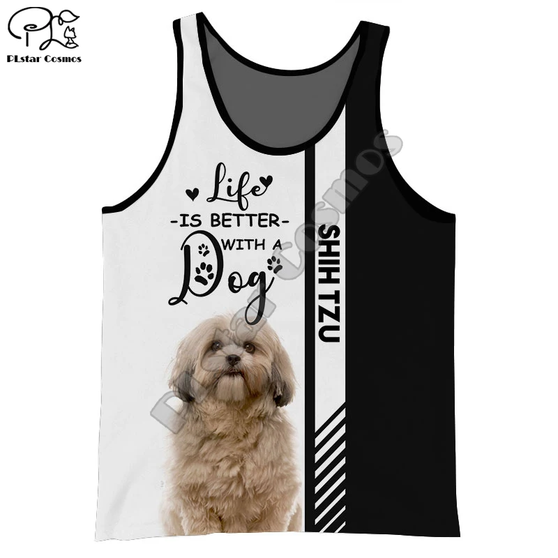 

PLstar Cosmos NewFashion Animal Pitbull Husky Dog Funny Kawaii Cute Men/Women 3DPrint Summer Casual Sleeveless TankTop Vest D1