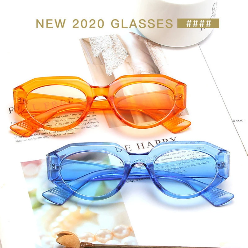 

Новые модные солнцезащитные очки кошачий глаз, женские винтажные Ретро солнцезащитные очки, многоугольные цветные очки с небольшой оправо...