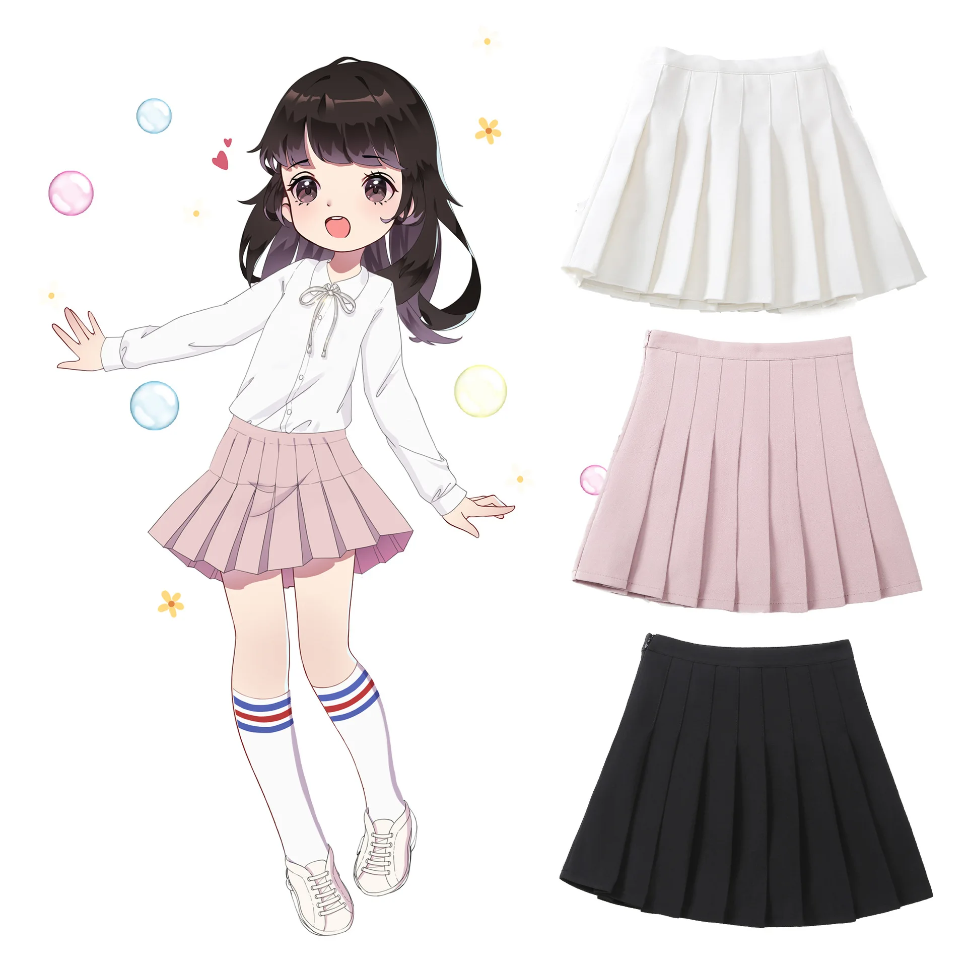 Юбка для маленьких девочек однотонные юбки в стиле преппи с высокой талией