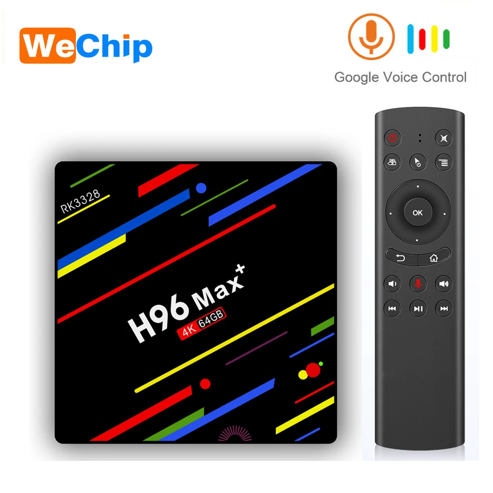 ТВ приставка Wechip H96 max plus на Android медиаплеер RK3328 4 + 64 Гб поддержка Google Voice Wi