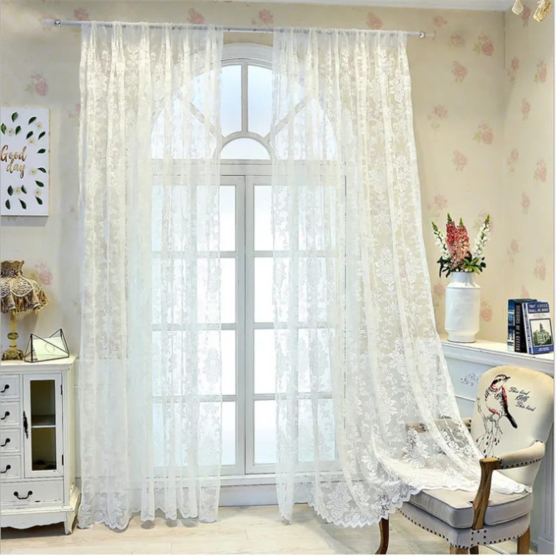 Европейская белая кружевная прозрачная занавеска для гостиной москитная сетка