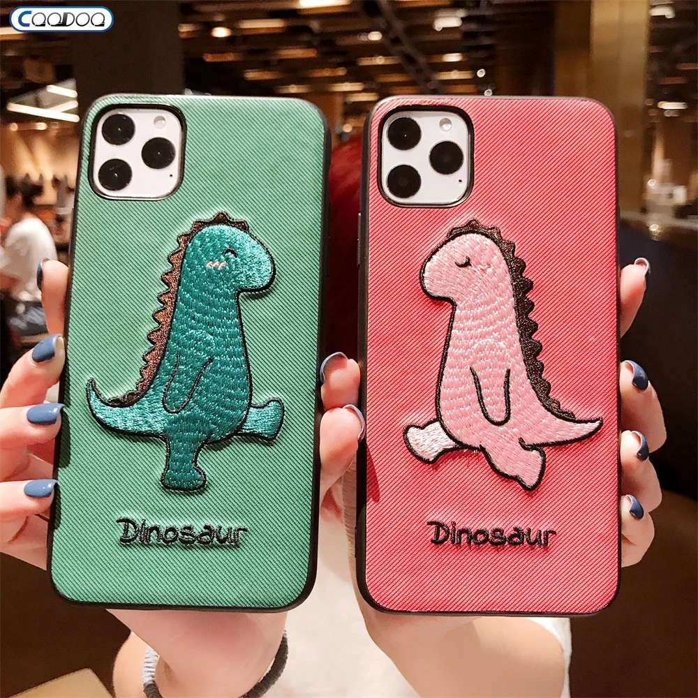 Чехол для телефона Cqqdoq iPhone 11 Pro Max с вышивкой динозавра Мягкий защитный чехол X XR XS