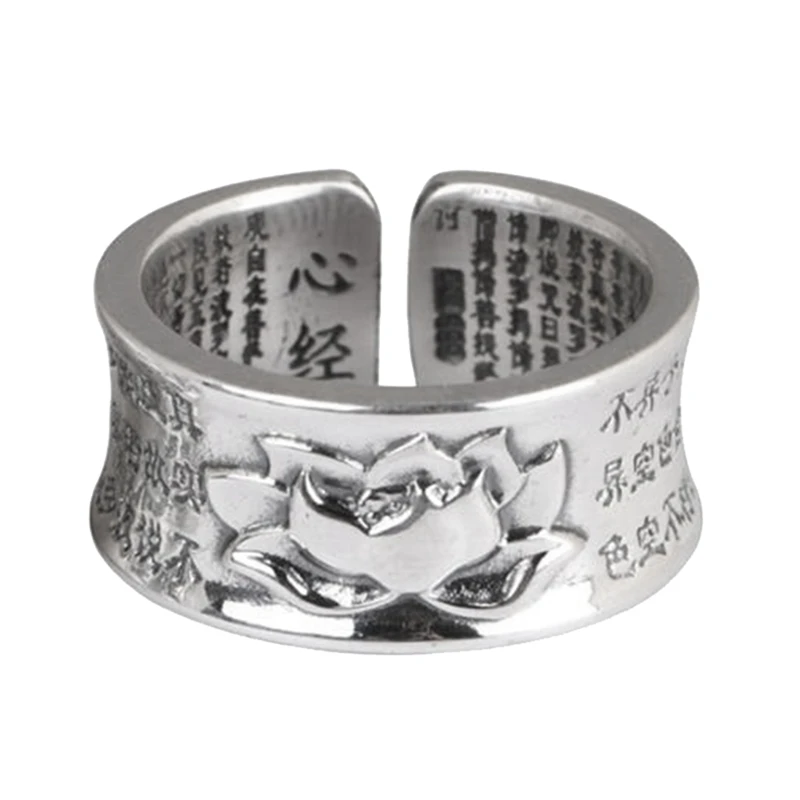 

Серебряное Винтажное кольцо S990 из чистого тайского серебра, открытое серебряное кольцо с шестью словами в форме сердца