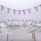 Набор одноразовой посуды русалка, креативный набор посуды для дня рождения, круглая квадратная Бумажная скатерть с подносом в виде рыбьего хвоста, 71 шт.