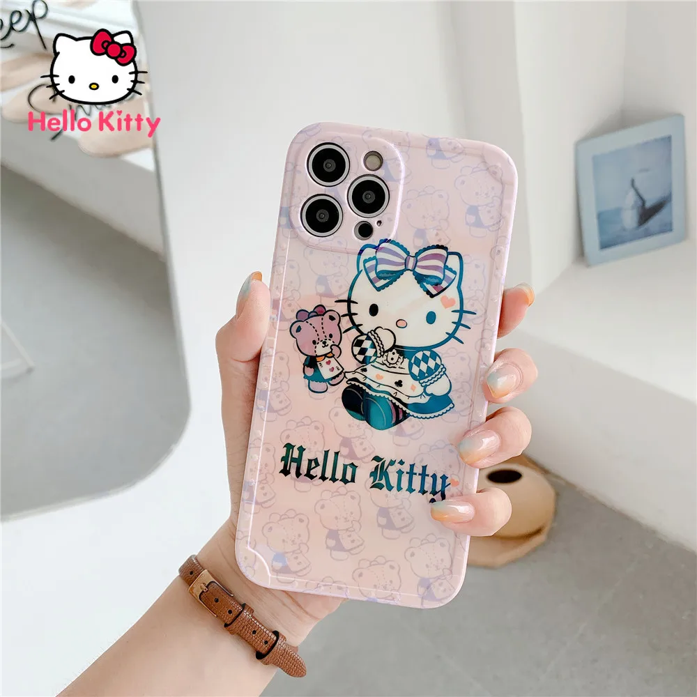 

Hello Kitty for iPhone 6S/7/8P/X/XR/XS/XSMAX/11/12Pro/12mini Blu-ray photo frame cartoon phone case
