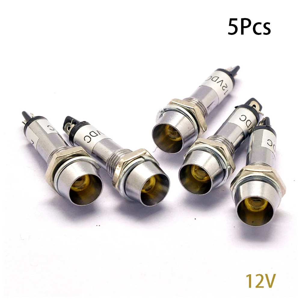 

5pcs For Home Appliances Light Panel Indicator Light Thread Metal 12V 24V 220V Practical 12/24/220V Control Signal Lamp