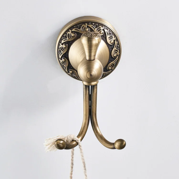 

Antique Brass Carved Collection Double Cup Holder Bathroom Products Bathroom Accessories Creative Faucet Bathroom Hardware Set