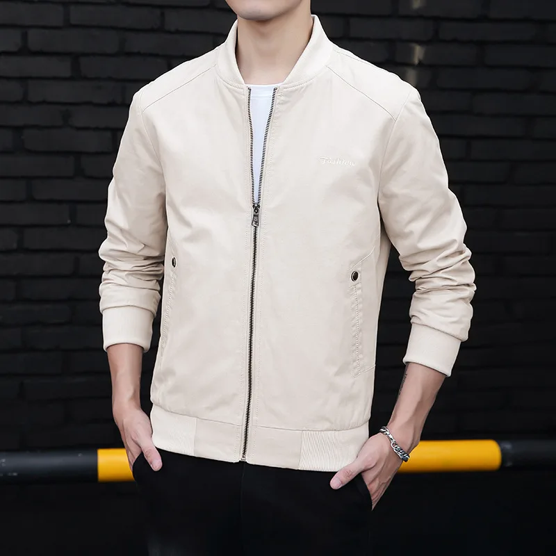 

Men Bomber Jacket 2021 Spring Thin Baseball Jackets Slim Men Zipper Windbreaker Fashion Casual Men's Solid Color Coat Outerwear