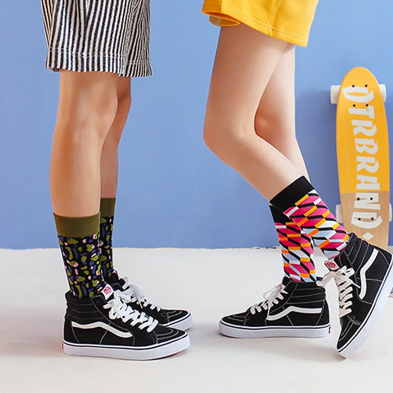 Скейтборд Chaussette Homme, Модные цветные женские носки с язычком, в европейском и американском стиле, в стиле хип-хоп, забавные носки Meias, Size36-42