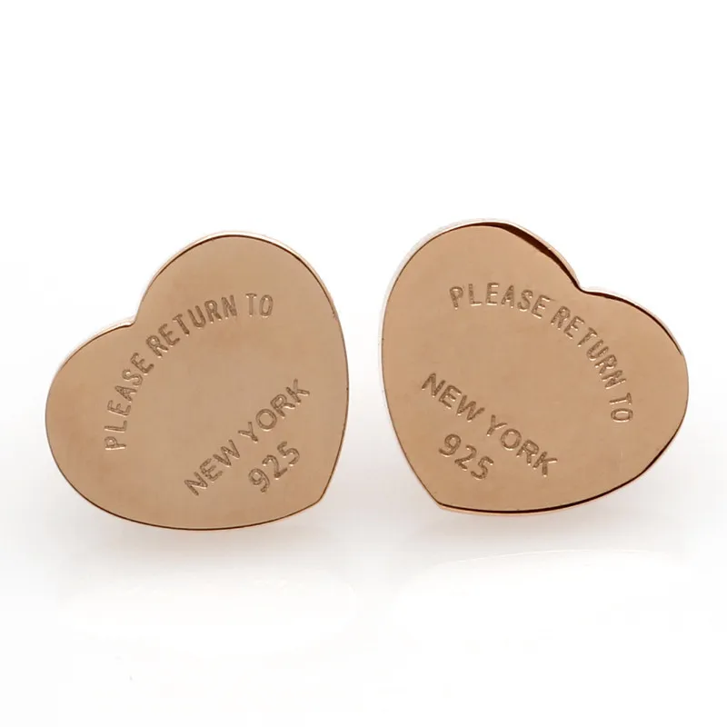 

MIQIAO Yellow Gold Plated Silver Love Heart English Letter Piercing Stud Earrings for Women Couple Friends Gift Boho Korean Vint