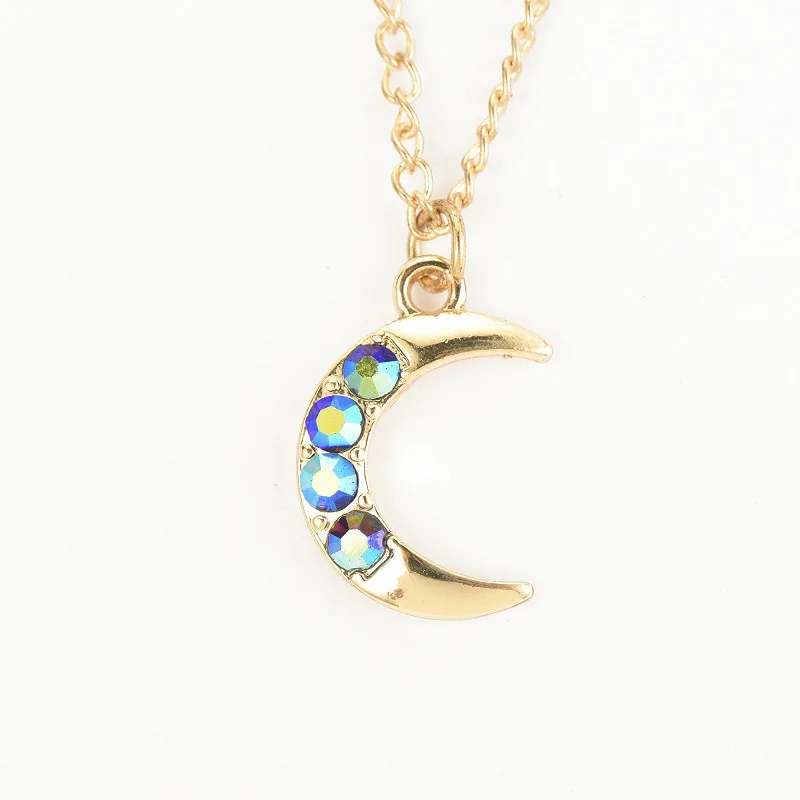 

Fashion Necklace Double Chain Star Moon Pendant Necklace Women's Girl Colorful Stone Necklace Valentine's Day Gift Necklace
