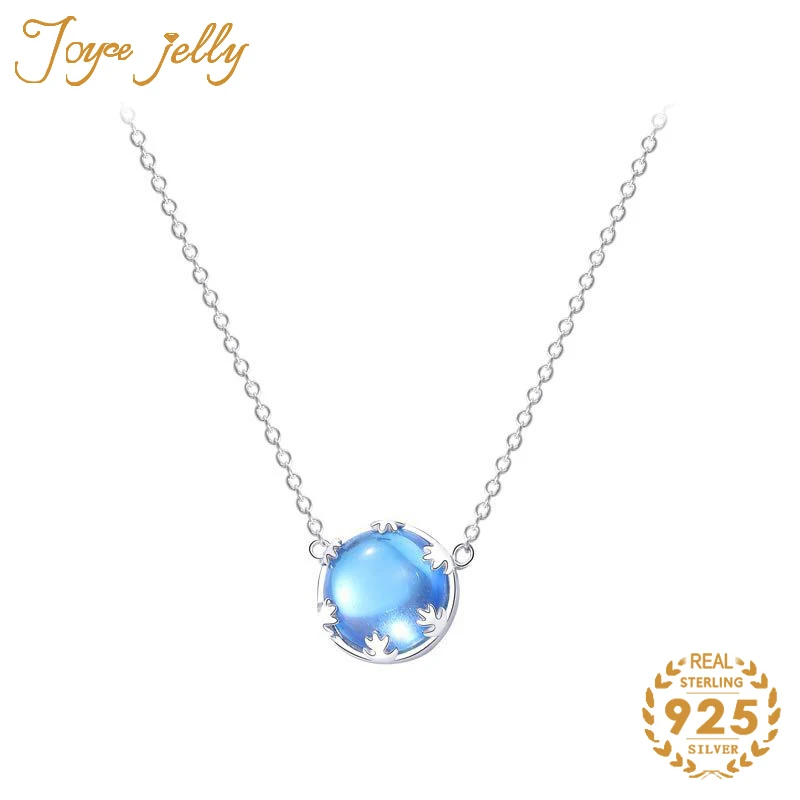 

JoyceJelly Women Fashion Jewelry Necklace 925 Silver aurora Gemstone Emerald Blue Stone Unique Design Simple Jewelry Wholesale