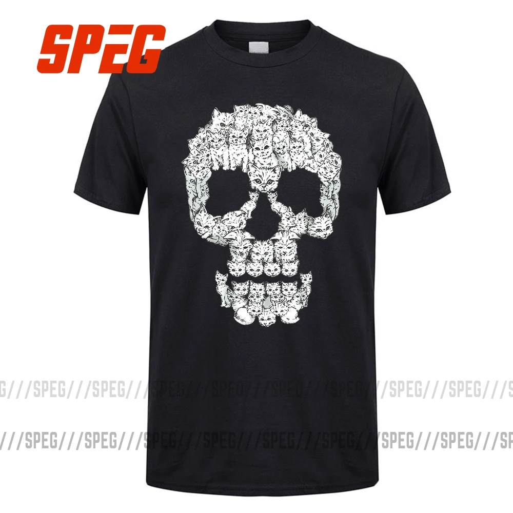 Футболки с изображением черепа для киски кошки Slim Fit футболки Мужской одежда из