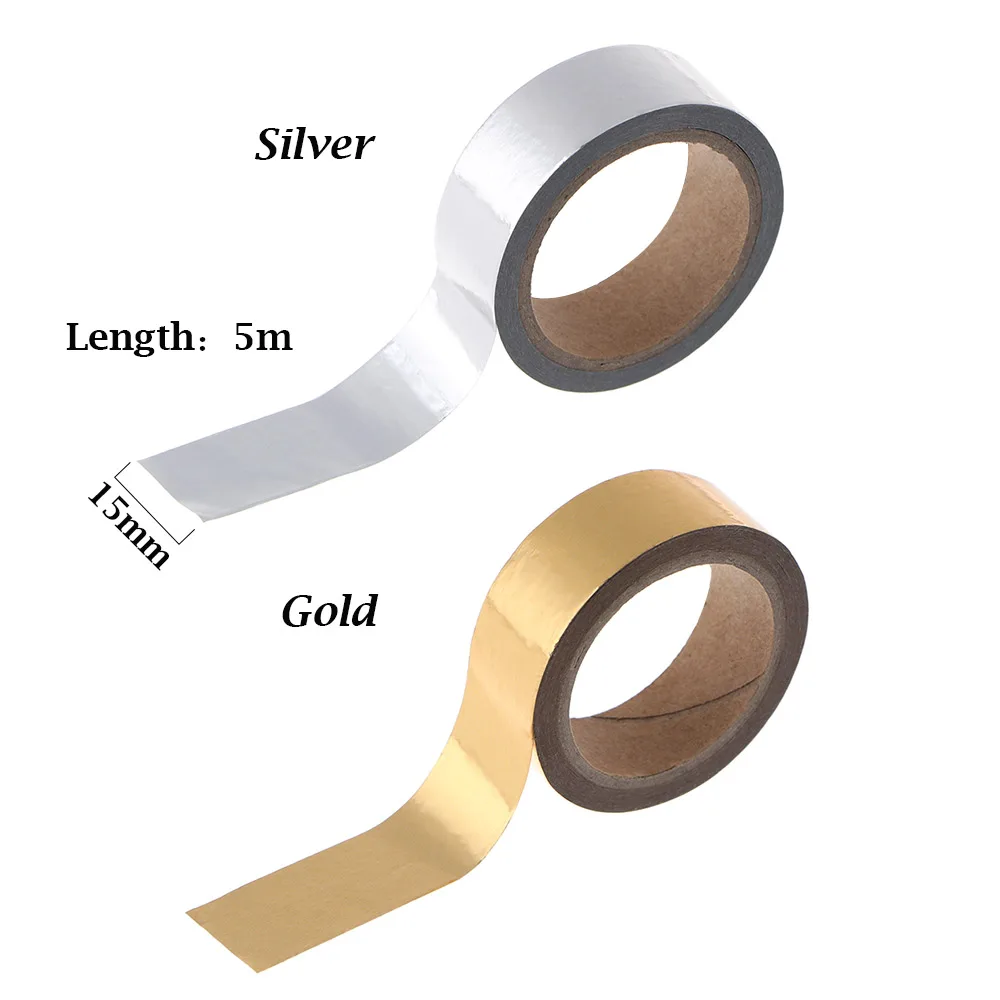 1 рулон клейкой Серебряные золотые тиснения лента Washi Скрапбукинг Рождественский