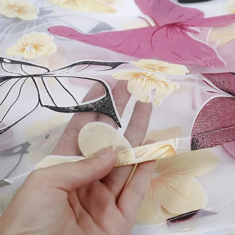 Тюлевая прозрачная занавеска с бабочками для экрана драпировочная панель