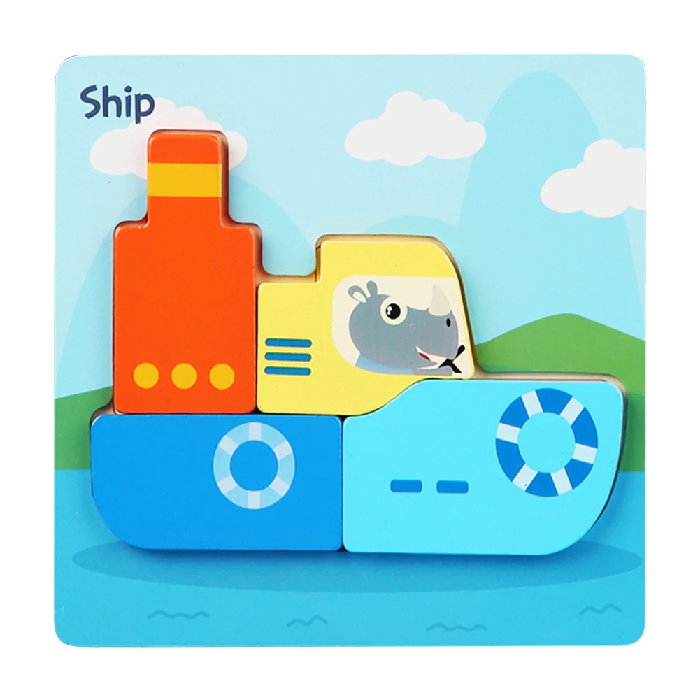 

Wooden 3D Three-dimensional Puzzle Cartoon Toy Car Puzzle Cognitive Toy Early Childhood Education Montessori Toy Gift