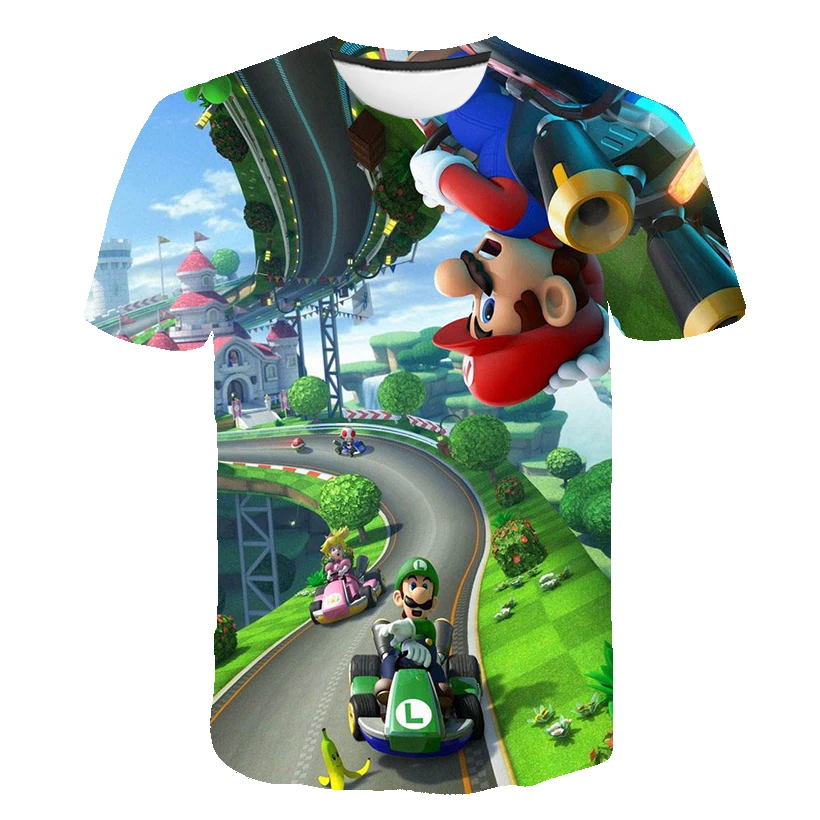 

4 To 14 Y Kids Games Super Mario-Bros Luigi Tshirts Baby Boys T Shirt Kids Clothes Children Clothing Short Sleeve Girls Tops Tee