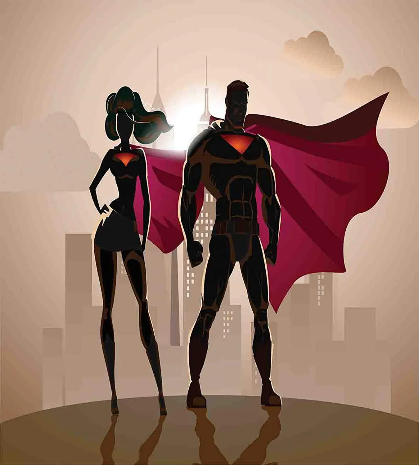 Пододеяльник с супергероями для женщин и мужчин герои в городском строительстве