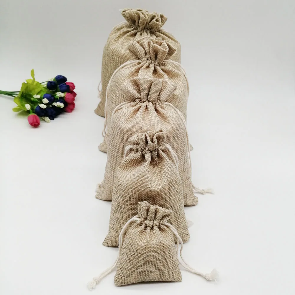 500pcs Jute Bag Drawstring Pouch Gift Box Packaging Bags For Gift Linen Bags Jewelry Wedding/Birthday/Christmas Sack Burlap Bag