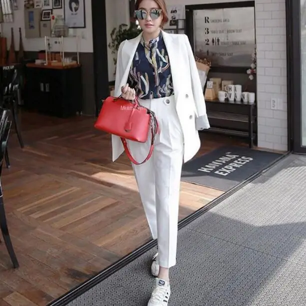 Два комплекта из 2 предметов двубортный однотонный Блейзер пиджак и штаны на