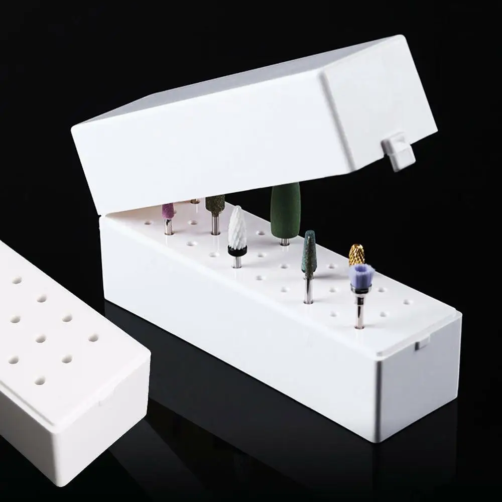 

30 Holes Nail Drill Bit Holder Stand Displayer Organizer Nail Art Manicure Box Carving Shaping Polishing Drill Bits Displayer
