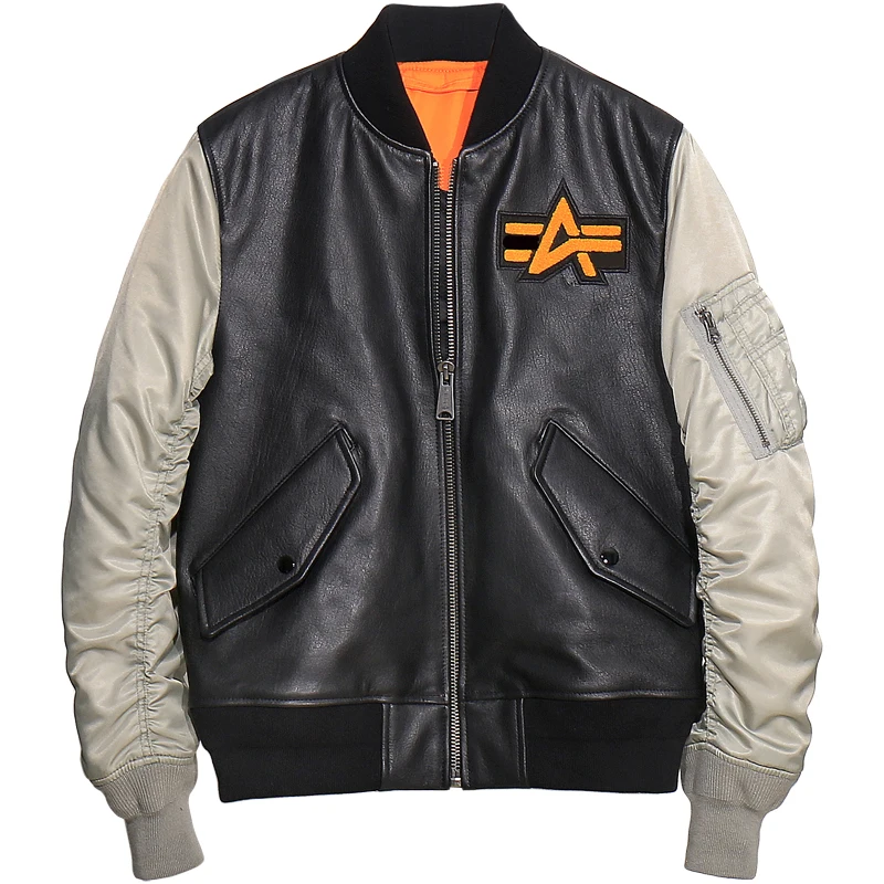 

Cowhide MA1 Pilots Leather Jacket Men's Genuine Leather Clothes plus Cotton Air Force Coat COUPLE'S