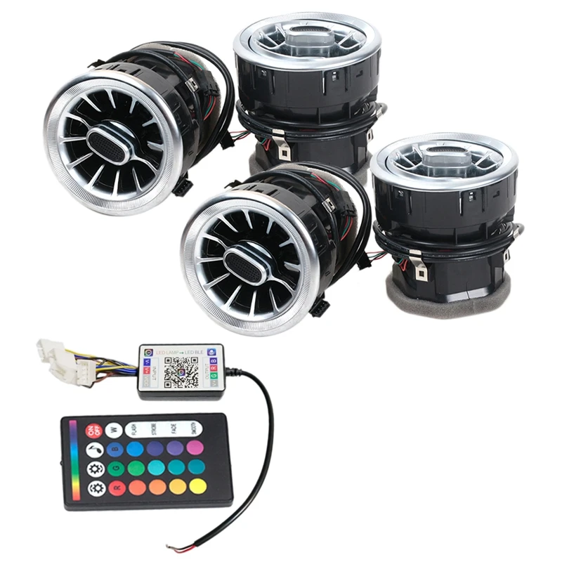 

4PCS Dashboard Air Condition Vent Outlet Modification 64 Color LED Atmosphere Light for Benz V Class W447 V260 2015-2020