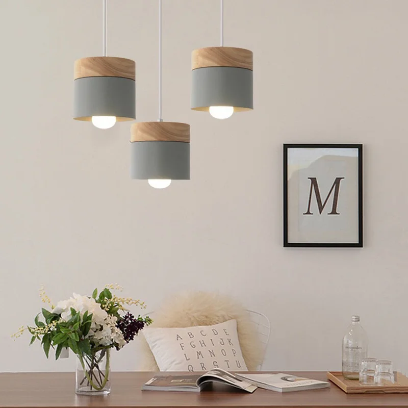 Современный светодиодный подвесной светильник из дерева железа столовой кафе
