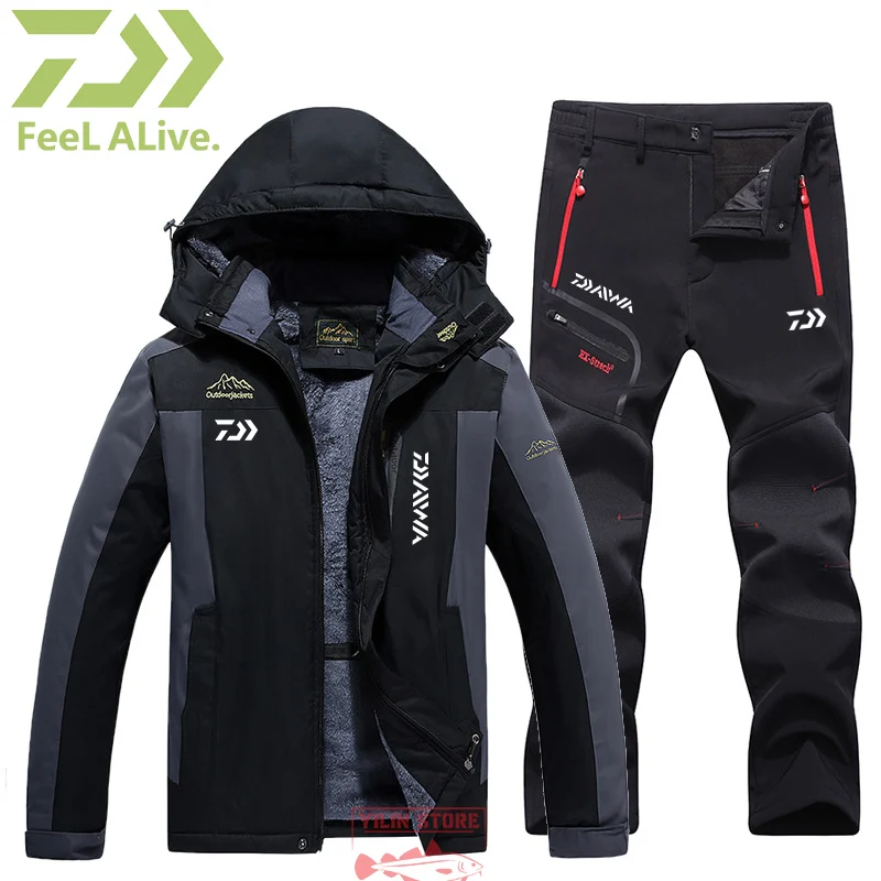 

Одежда Daiwa для рыбалки Мужская зимняя плюс бархатная плотная теплая одежда уличные спортивные ветрозащитные водонепроницаемые Походные шт...