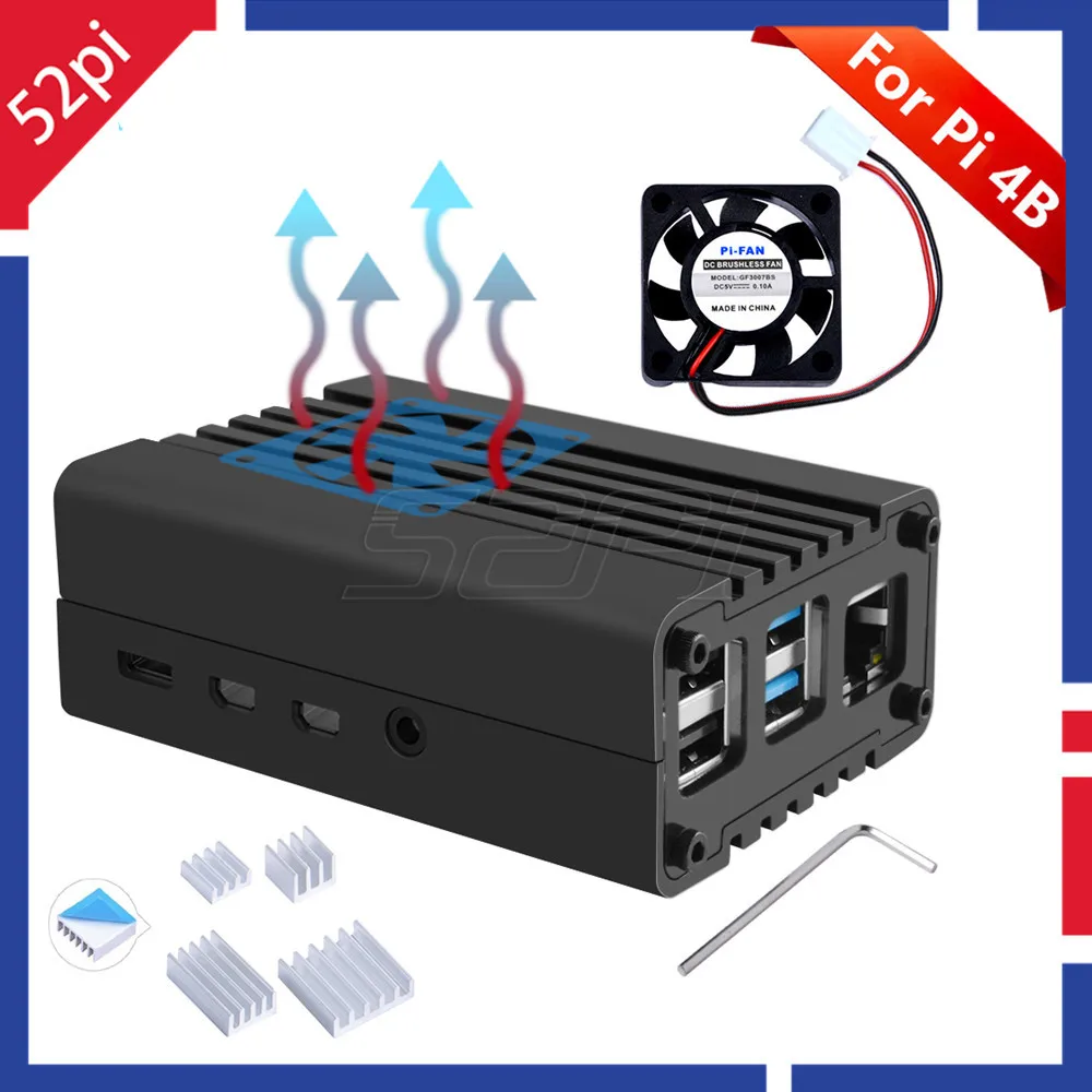 Корпус для корпуса из алюминиевого сплава Raspberry Pi 4|Аксессуары демонстрационных